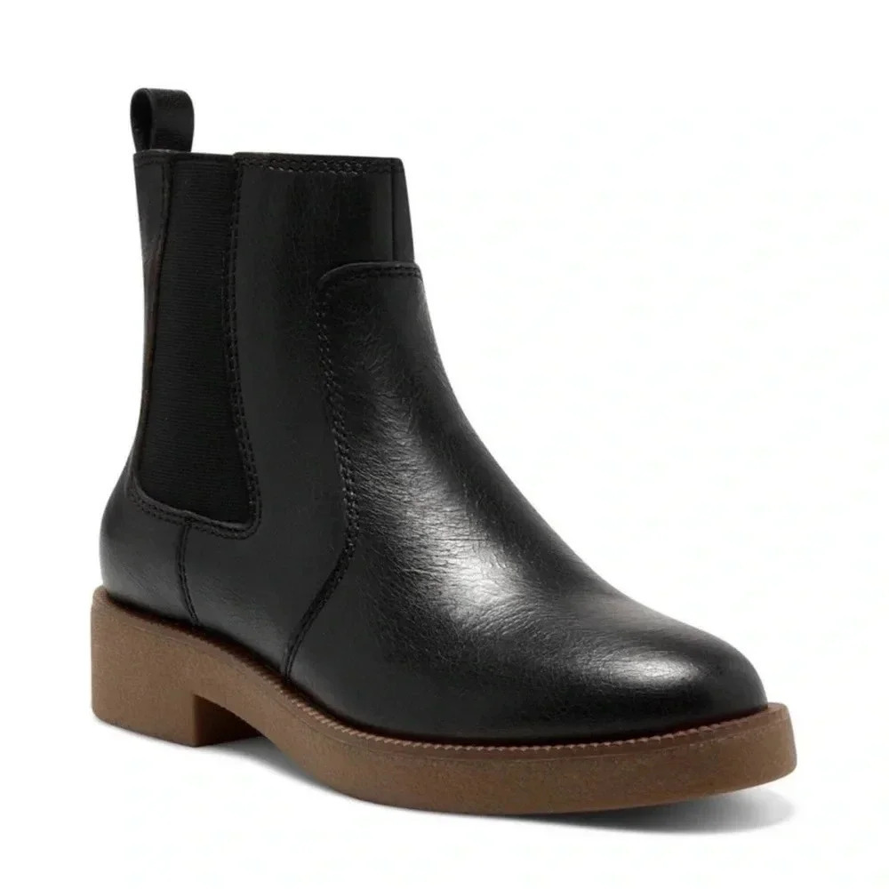 Lucky Brand Black Leather Ressy Ankle Boots Size 8.5